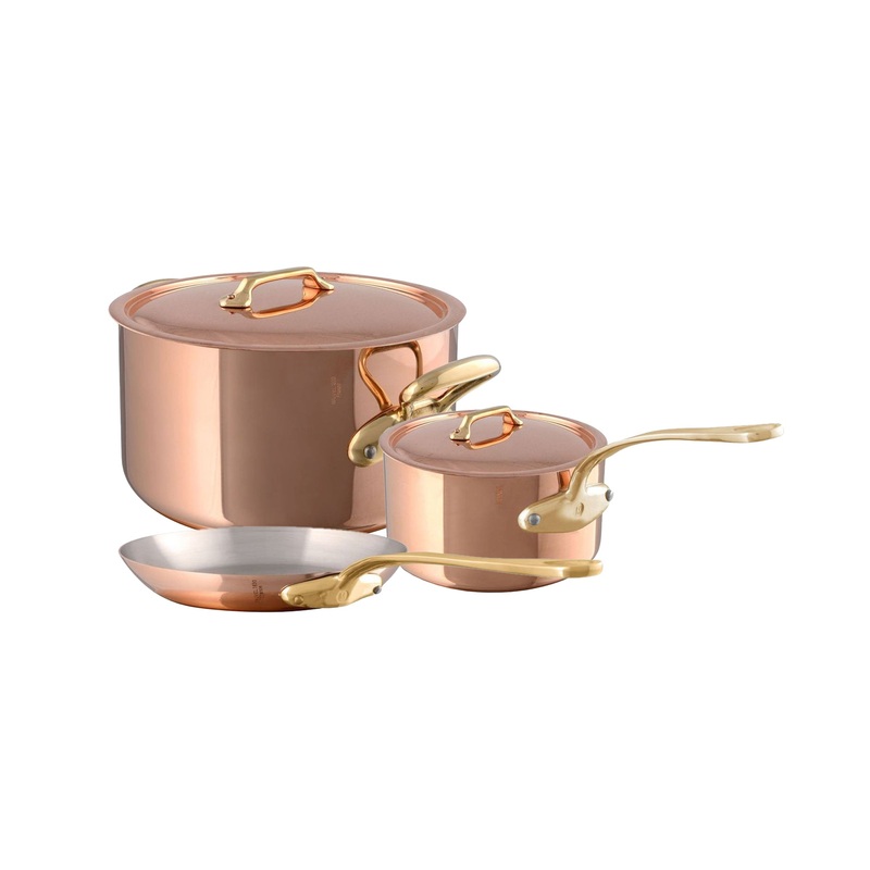 Mauviel M’Heritage M’200 B 5-Piece Copper Cookware Set With Brass Handles