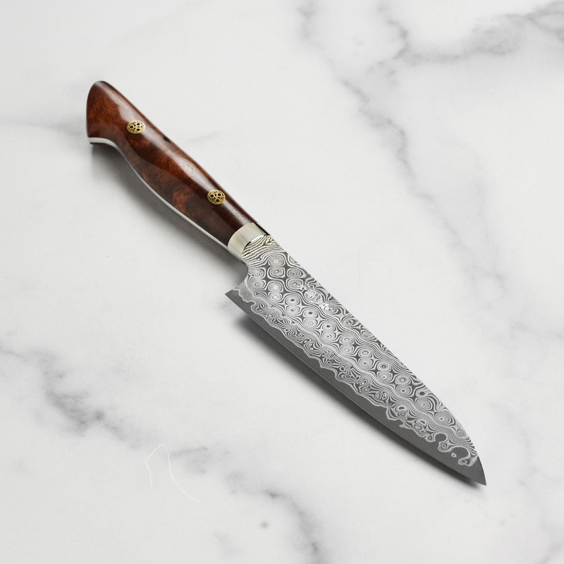 Nigara Anmon SG2 Damascus 5.9″ Petty, Quince Wood