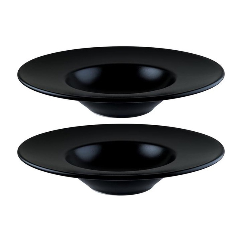 Notte dia.11″ h:2.5″ 14 oz. Round Black Porcelain Bowl (Set of 2)