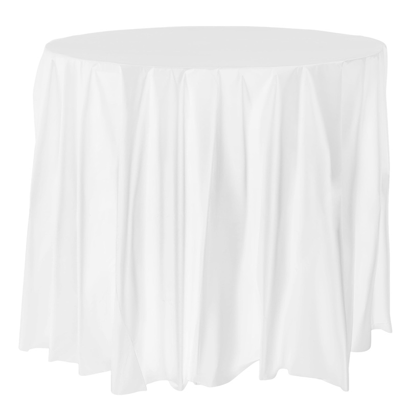 White Round Disposable Plastic Tablecloths (84″)