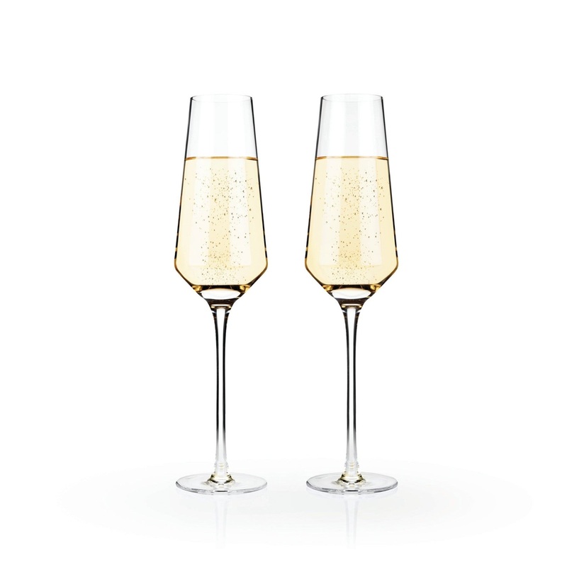 Angled Crystal Champagne Flutes (Set of 2)