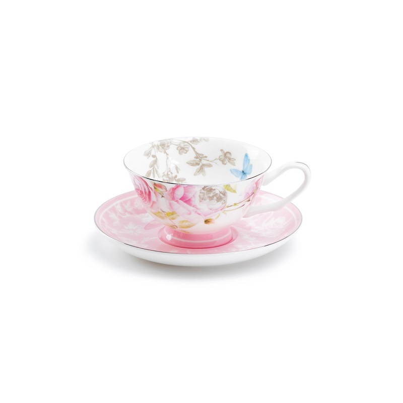 Beau Rose Bone China Tea Cup and Saucer