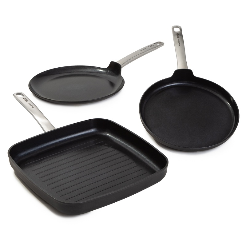 BergHOFF Leo Graphite 3Pc Nonstick Ceramic Specialty Cookware Set, Sustainable Recycled Material