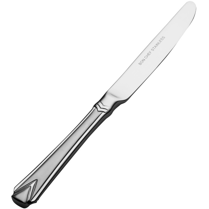 Bon Chef S1317 Gothic 7″ 13/0 Stainless Steel European Size Solid Handle Butter Knife – 12/Pack