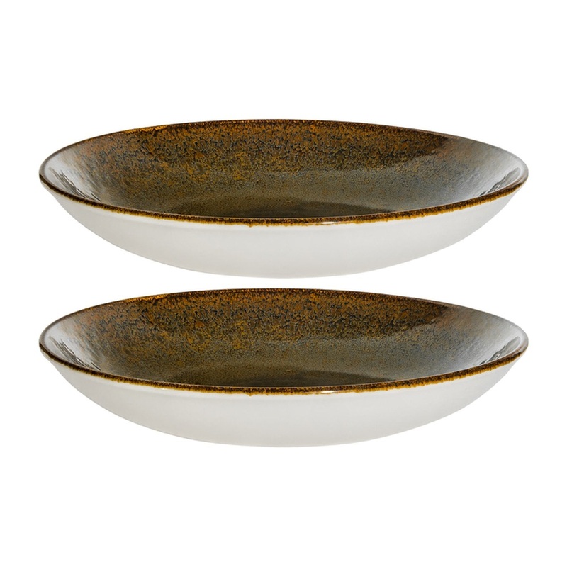 Tierra dia.11″ h:2.5″ 57 oz. Round Brown Porcelain Bowl (Set of 2)