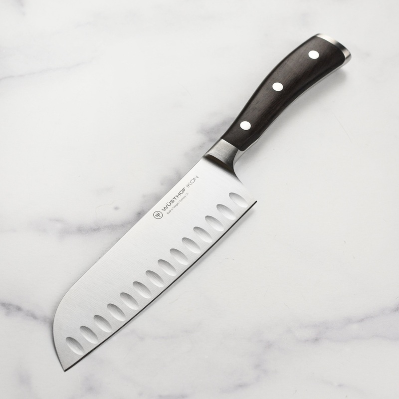 Wusthof Ikon Blackwood 7″ Hollow Edge Santoku Knife