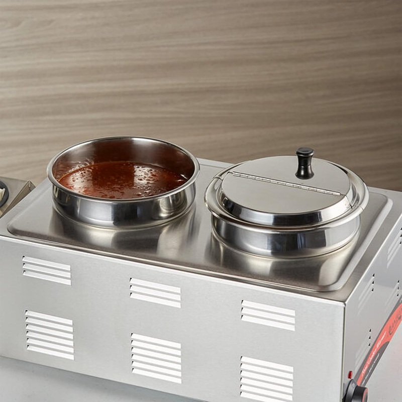 2 Holes Stainless Steel Steam Table Adapter Plate Inset Pans – for Soup Station Soup Warmer Soup Chafer Applicable for Kitchen Hotel Catering Restaurant Buffet