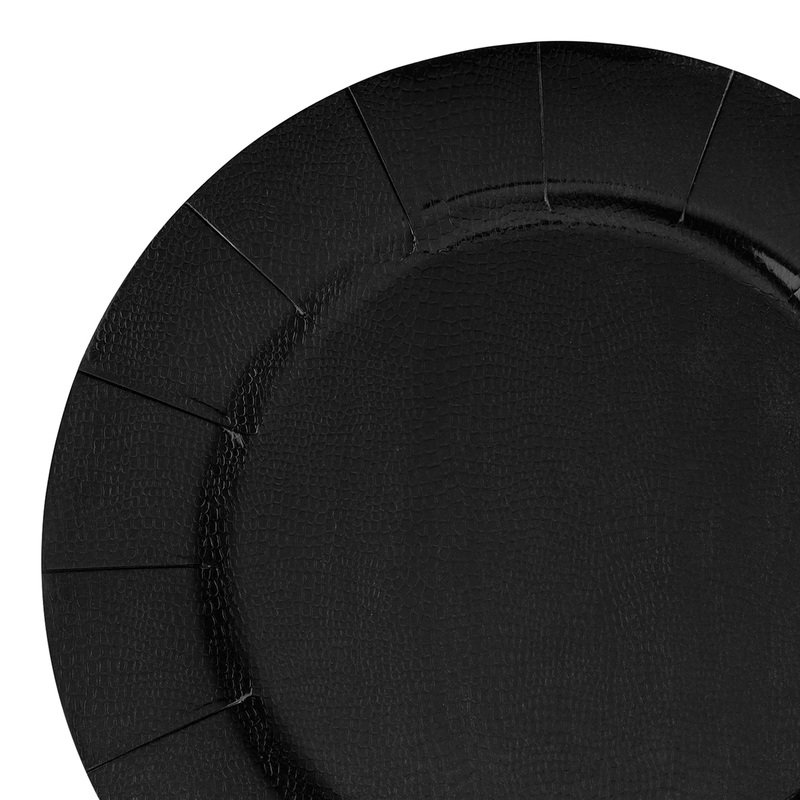 Black Round Disposable Paper Charger Plates (13″)