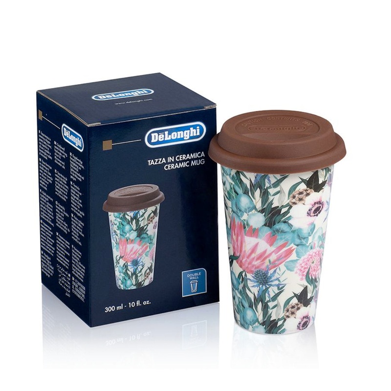 DeLonghi Double Walled Ceramic Thermal Mug (Multi-coloured Flower) DLSC065