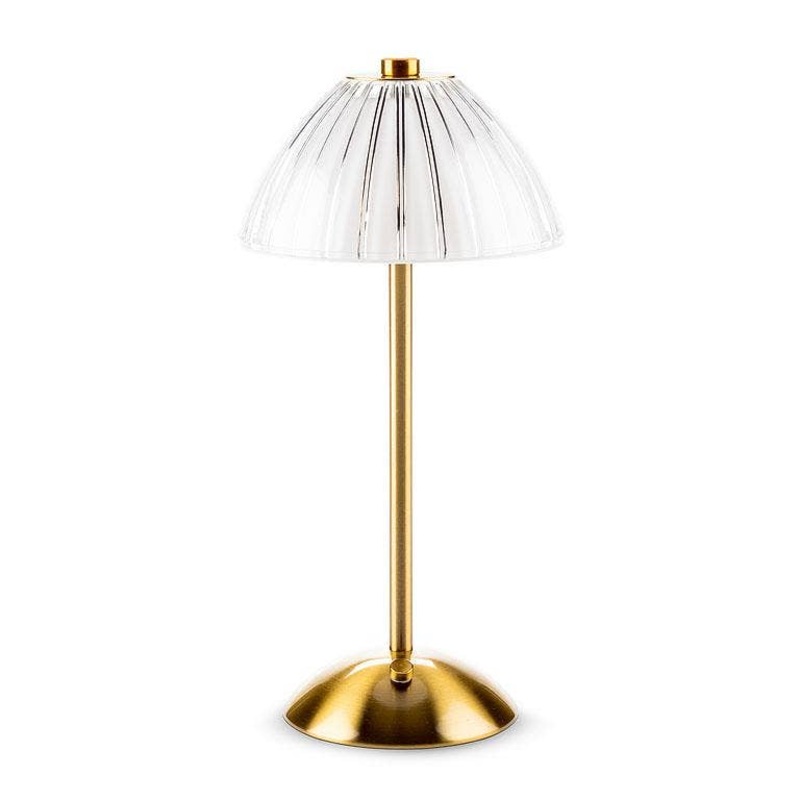 Fancy Shade LED Table Light – Gold/White – 12″H