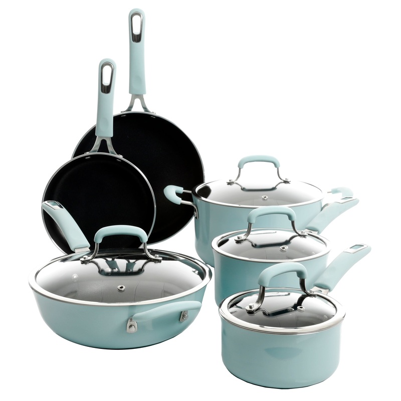 Kenmore Andover 10-Piece Forged Aluminum Cookware Set – Glacier Blue
