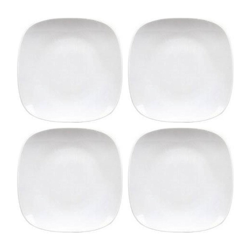 Porcelain Mimoza 6.25″ x 6.25″ Square White Porcelain Plate (Set of 4)