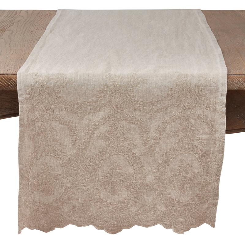 Stonewashed Embroidered Runner – Natural