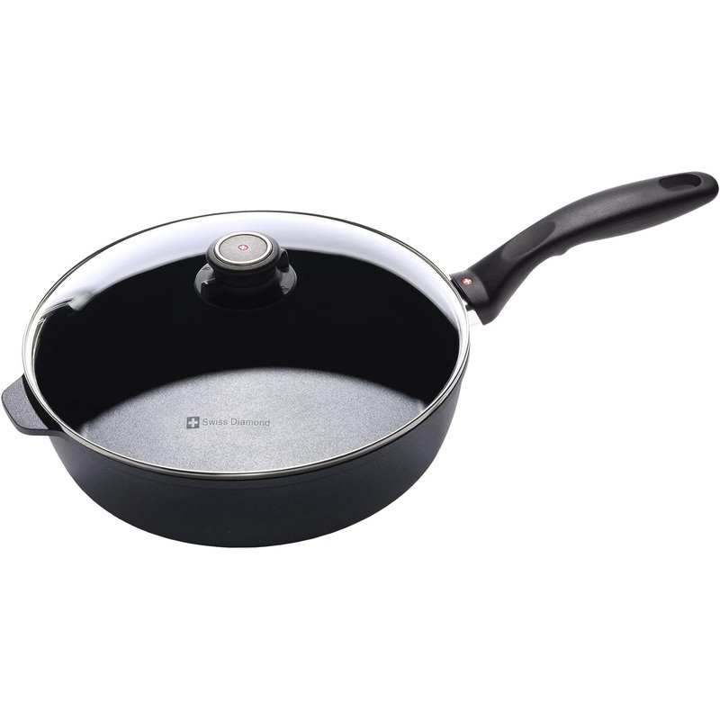 Swiss Diamond HD Nonstick 3.8 qt Saute Pan with Glass Lid, Induction