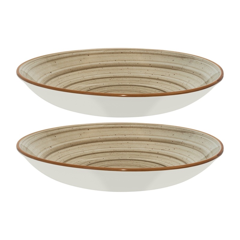 Terrain dia.11″ h:2.5″ 57 oz. Round Brown Porcelain Bowl (Set of 2)