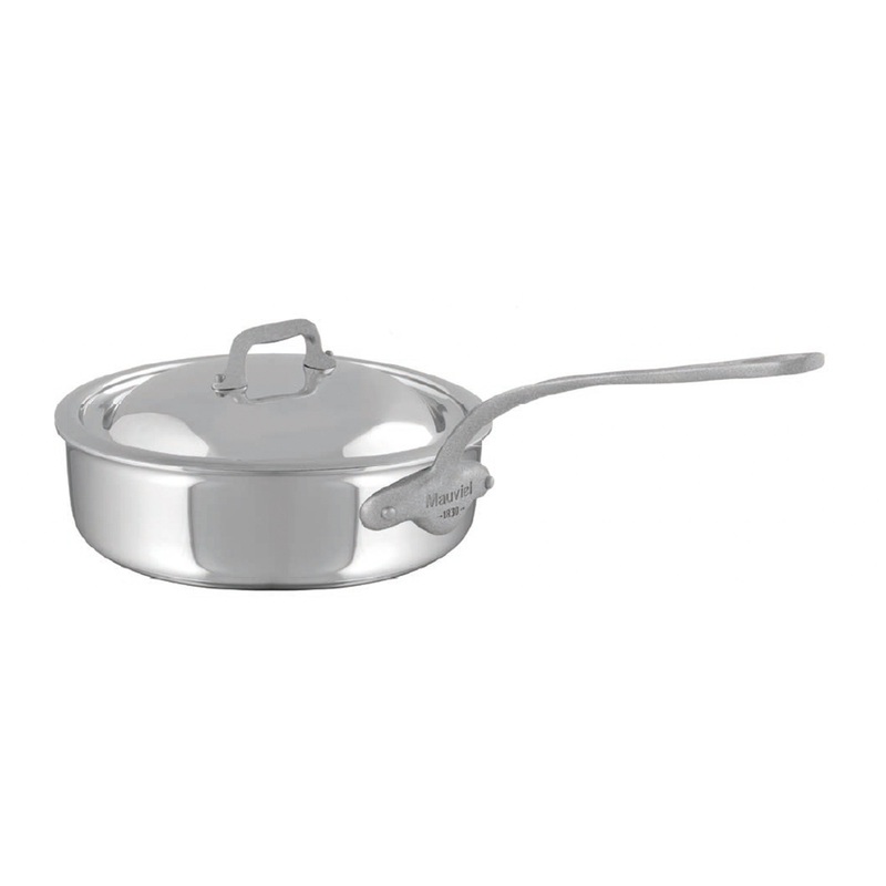 Mauviel M’Cook SB 5-Ply Saute Pan With Lid, Brushed Cast Stainless Steel Handle, 6-Qt