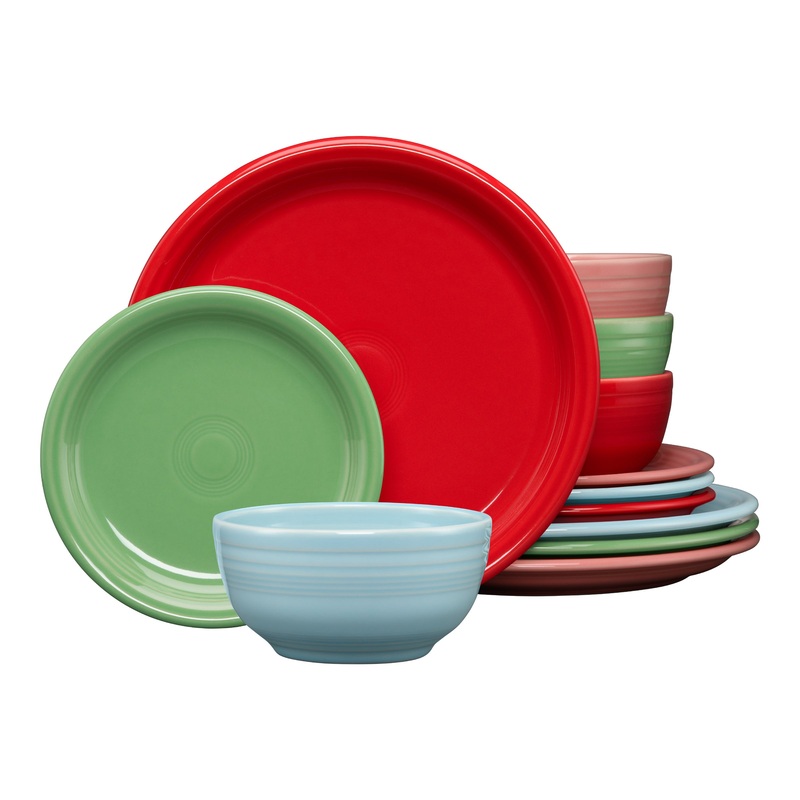 Peppermint Frost Bistro Coupe 12-Piece Dinnerware Set, Service for 4