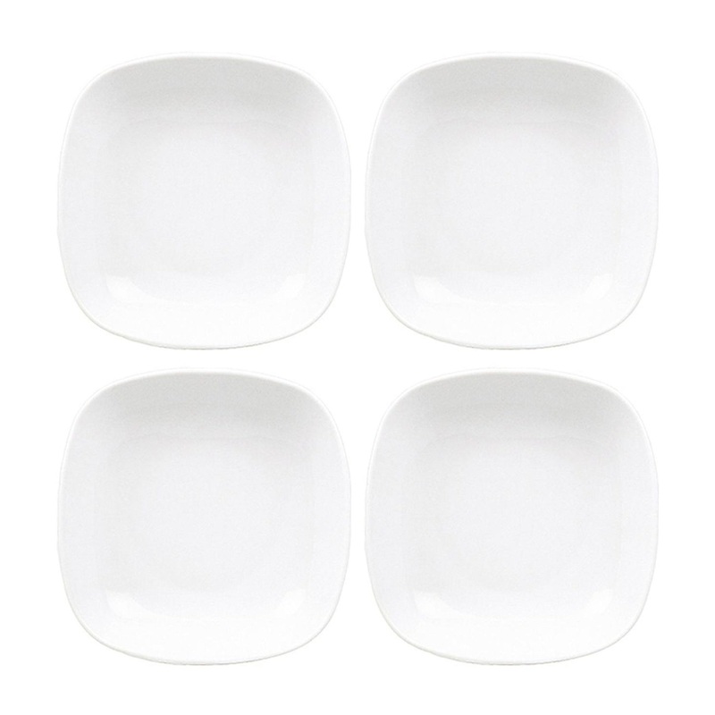 Porcelain Mimoza 8.5″ x 8.5″ x h:1.25″ 21 oz. Square White Porcelain Deep Plate (Set of 4)