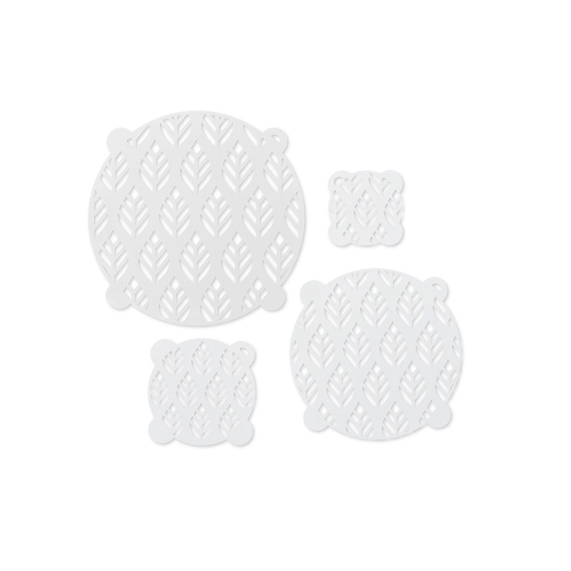 Talisman Designs Multi-Use Baking Stencils, Autumn Design, Set of 4 sizes, 3.5 inch, 5 inch, 8 inch, & 10 inch, White